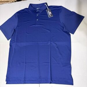 Vineyard Vines Polo Shirt XL OTG Sankaty Performance Solid Blue Depth Golf New